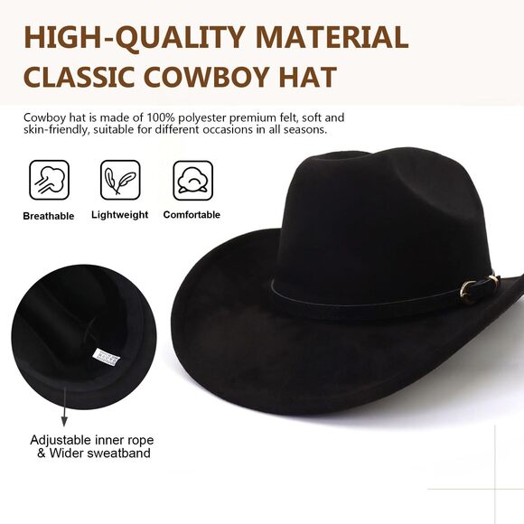 2841 Cowboy Hat Cowgirl Men\'s & Women\'s Wide Brim Felt Fedora main image 6